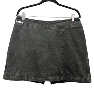 Vintage Judy's Fashion Black Denim Mini Skirt‎ 90s Y2K Grunge Size 13 Zip Back